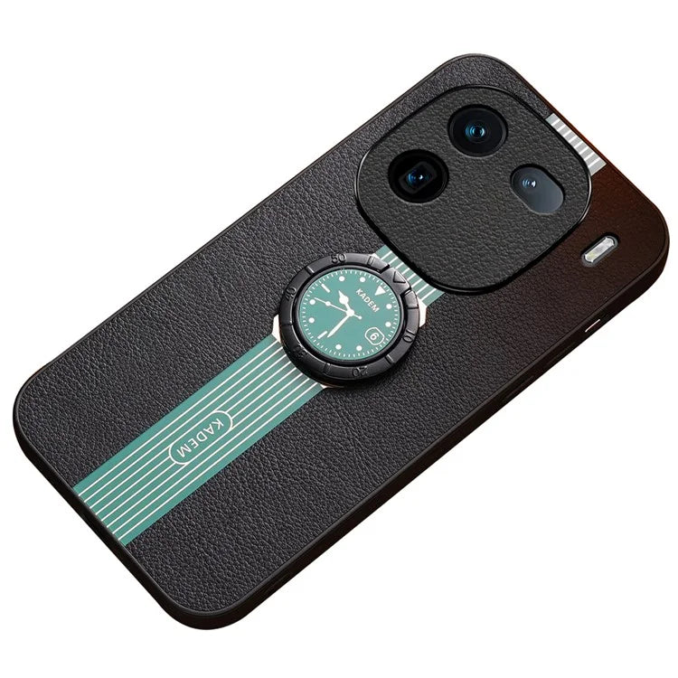 KADEM For vivo iQOO 12 Pro 5G Case Ring Kickstand Watch Pattern Leather Coating Acrylic+TPU Cover
