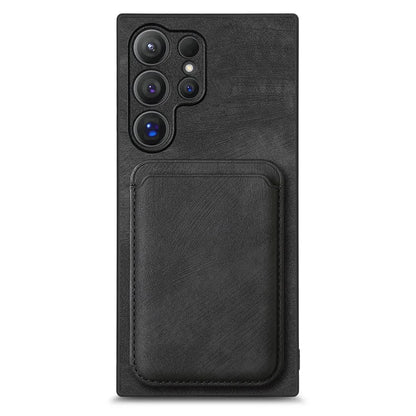 D12 For Samsung Galaxy S24 Ultra Retro Texture Detachable Magnetic Card Case Phone Cover