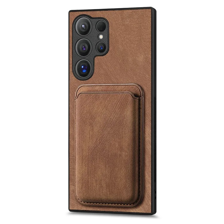 D12 For Samsung Galaxy S24 Ultra Retro Texture Detachable Magnetic Card Case Phone Cover