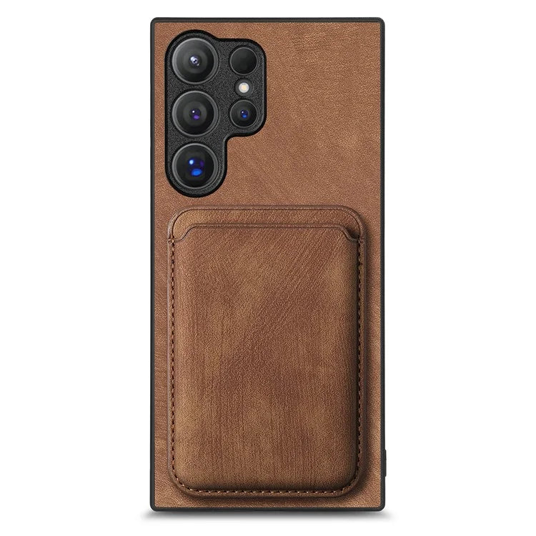 D12 For Samsung Galaxy S24 Ultra Retro Texture Detachable Magnetic Card Case Phone Cover