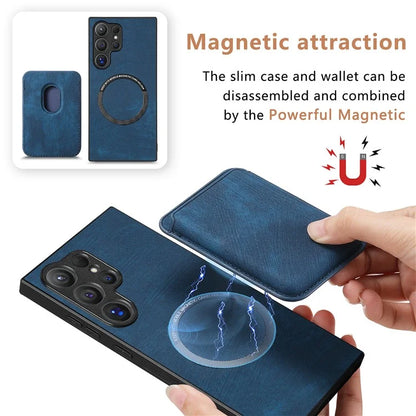 D12 For Samsung Galaxy S24 Ultra Retro Texture Detachable Magnetic Card Case Phone Cover