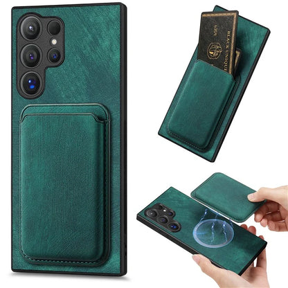 D12 For Samsung Galaxy S24 Ultra Retro Texture Detachable Magnetic Card Case Phone Cover