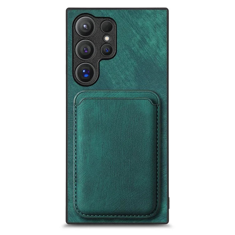 D12 For Samsung Galaxy S24 Ultra Retro Texture Detachable Magnetic Card Case Phone Cover