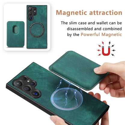 D12 For Samsung Galaxy S24 Ultra Retro Texture Detachable Magnetic Card Case Phone Cover