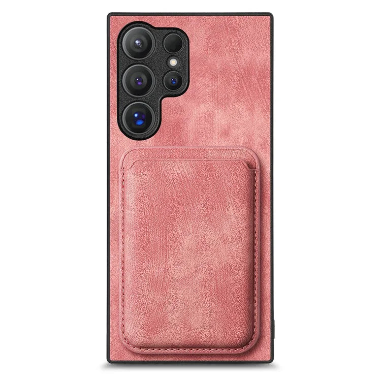 D12 For Samsung Galaxy S24 Ultra Retro Texture Detachable Magnetic Card Case Phone Cover