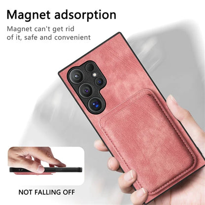 D12 For Samsung Galaxy S24 Ultra Retro Texture Detachable Magnetic Card Case Phone Cover