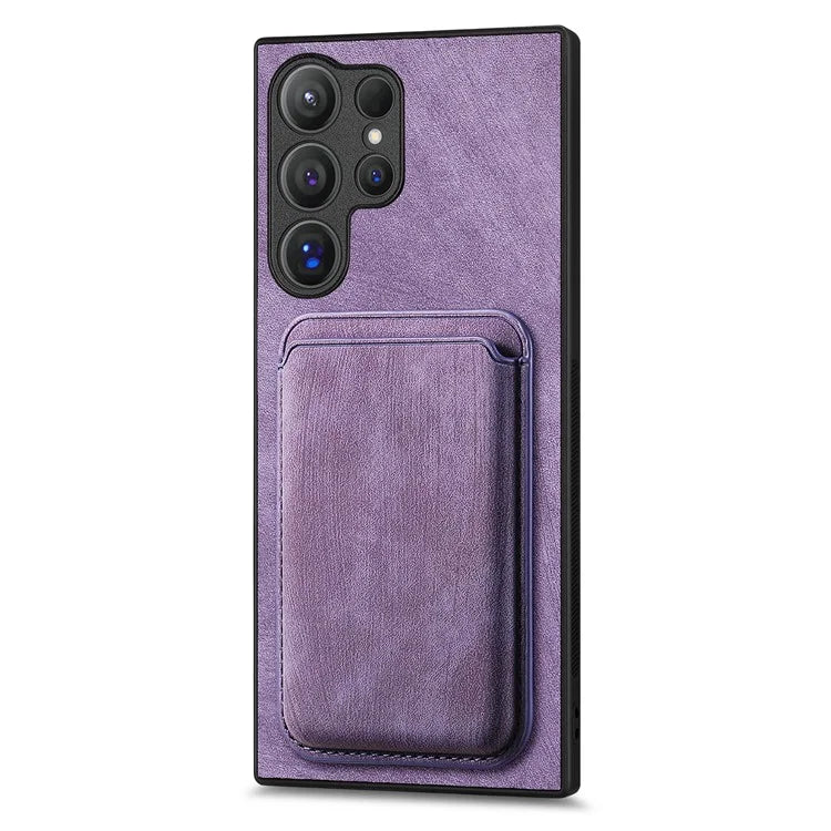 D12 For Samsung Galaxy S24 Ultra Retro Texture Detachable Magnetic Card Case Phone Cover