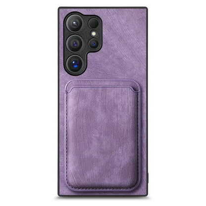 D12 For Samsung Galaxy S24 Ultra Retro Texture Detachable Magnetic Card Case Phone Cover