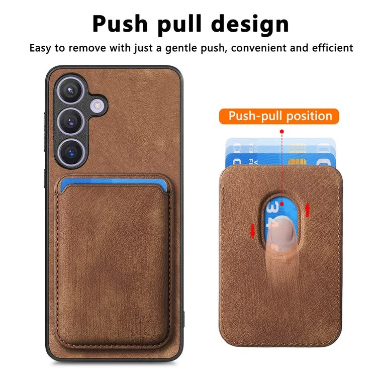 D12 For Samsung Galaxy S24+ Detachable Magnetic Card Case Fall Proof Phone Cover