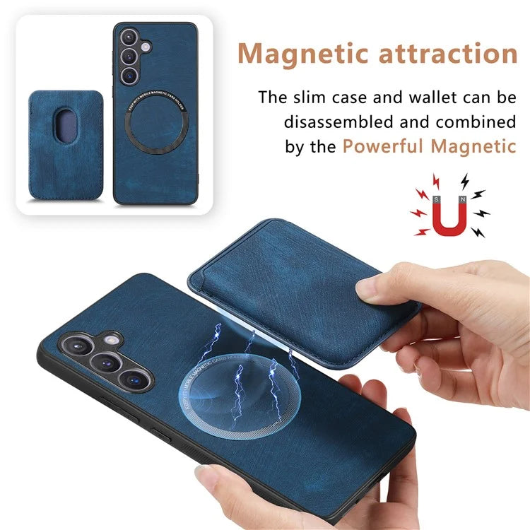 D12 For Samsung Galaxy S24+ Detachable Magnetic Card Case Fall Proof Phone Cover