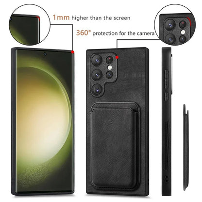 D12 For Samsung Galaxy S23 Ultra Detachable Magnetic Card Case Phone Protector Cover
