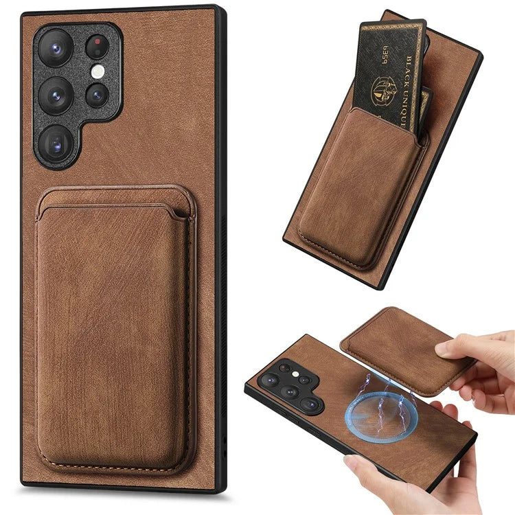 D12 For Samsung Galaxy S23 Ultra Detachable Magnetic Card Case Phone Protector Cover