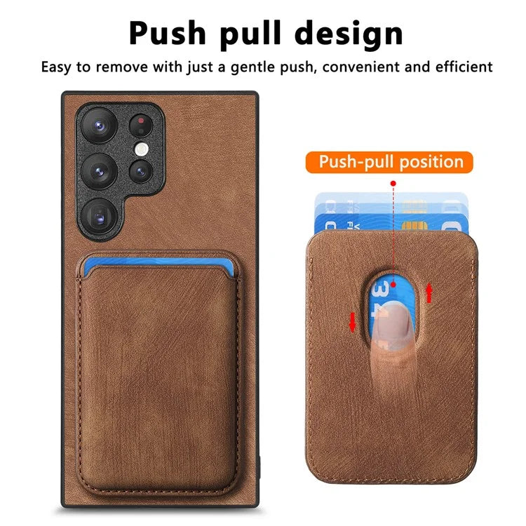 D12 For Samsung Galaxy S23 Ultra Detachable Magnetic Card Case Phone Protector Cover