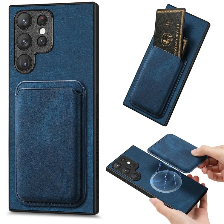 D12 For Samsung Galaxy S23 Ultra Detachable Magnetic Card Case Phone Protector Cover