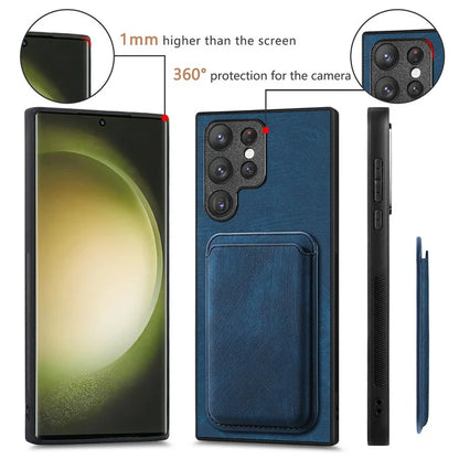 D12 For Samsung Galaxy S23 Ultra Detachable Magnetic Card Case Phone Protector Cover