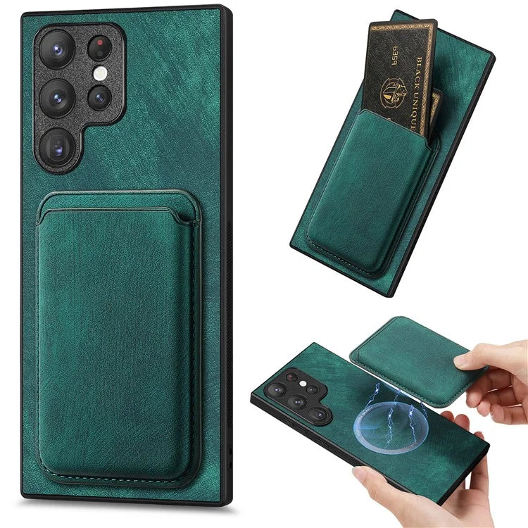 D12 For Samsung Galaxy S23 Ultra Detachable Magnetic Card Case Phone Protector Cover