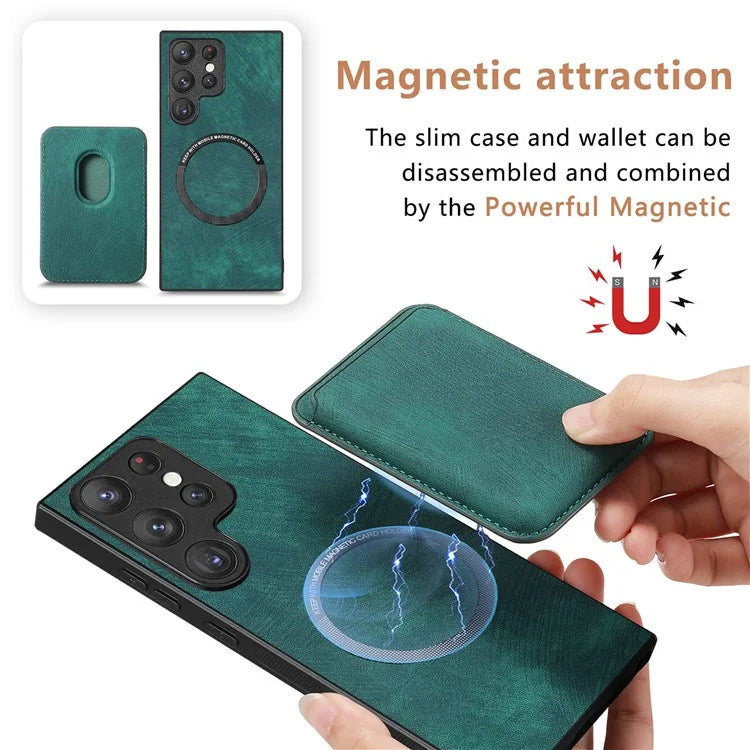 D12 For Samsung Galaxy S23 Ultra Detachable Magnetic Card Case Phone Protector Cover