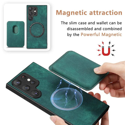 D12 For Samsung Galaxy S23 Ultra Detachable Magnetic Card Case Phone Protector Cover