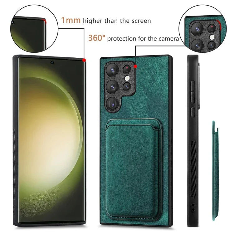 D12 For Samsung Galaxy S23 Ultra Detachable Magnetic Card Case Phone Protector Cover