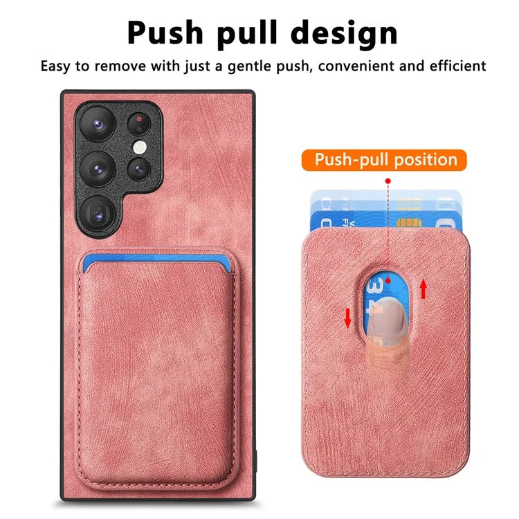 D12 For Samsung Galaxy S23 Ultra Detachable Magnetic Card Case Phone Protector Cover