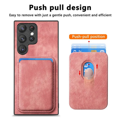 D12 For Samsung Galaxy S23 Ultra Detachable Magnetic Card Case Phone Protector Cover