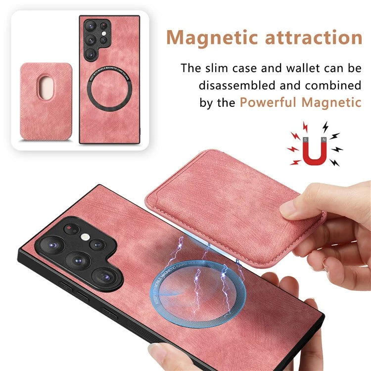 D12 For Samsung Galaxy S23 Ultra Detachable Magnetic Card Case Phone Protector Cover