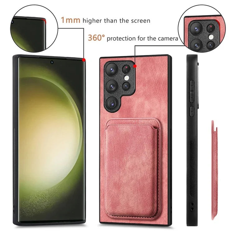 D12 For Samsung Galaxy S23 Ultra Detachable Magnetic Card Case Phone Protector Cover