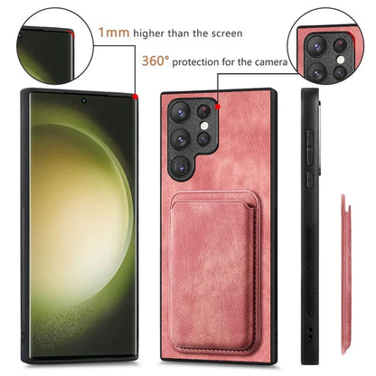 D12 For Samsung Galaxy S23 Ultra Detachable Magnetic Card Case Phone Protector Cover