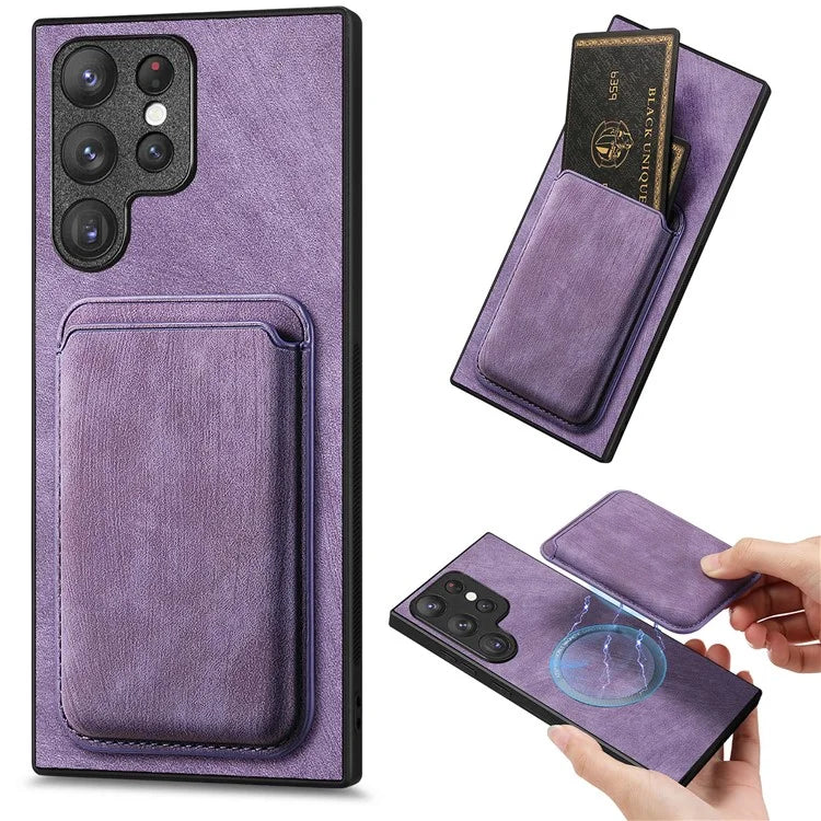 D12 For Samsung Galaxy S23 Ultra Detachable Magnetic Card Case Phone Protector Cover