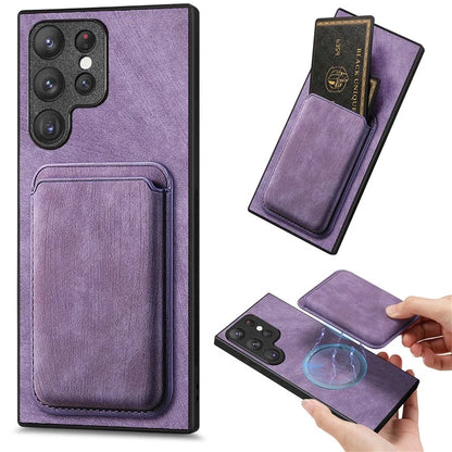 D12 For Samsung Galaxy S23 Ultra Detachable Magnetic Card Case Phone Protector Cover