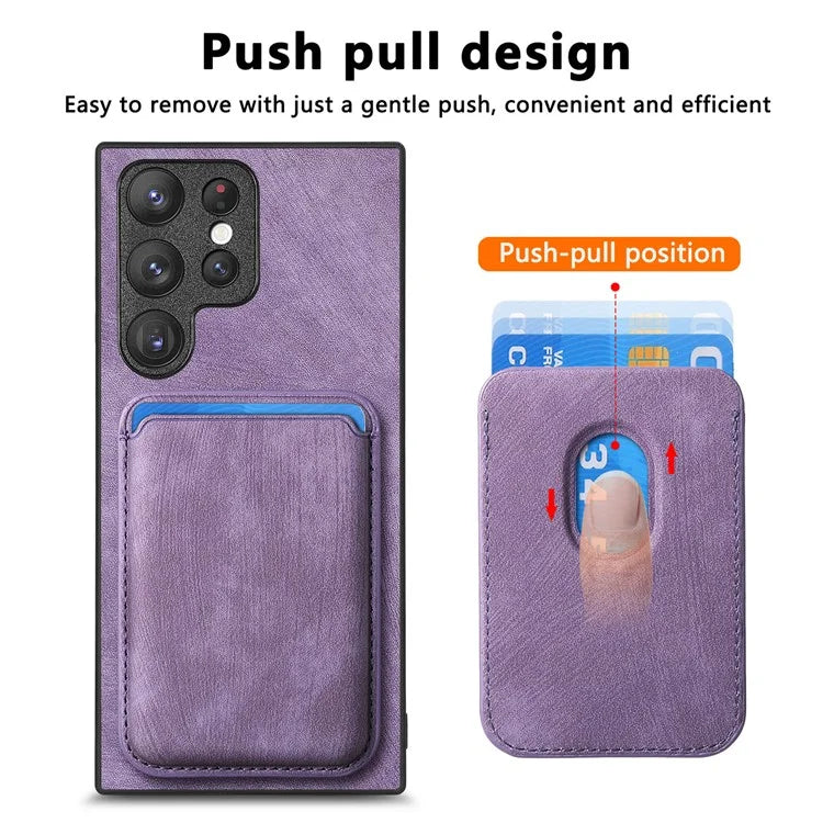 D12 For Samsung Galaxy S23 Ultra Detachable Magnetic Card Case Phone Protector Cover