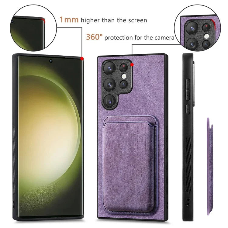 D12 For Samsung Galaxy S23 Ultra Detachable Magnetic Card Case Phone Protector Cover