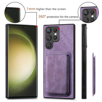 D12 For Samsung Galaxy S23 Ultra Detachable Magnetic Card Case Phone Protector Cover
