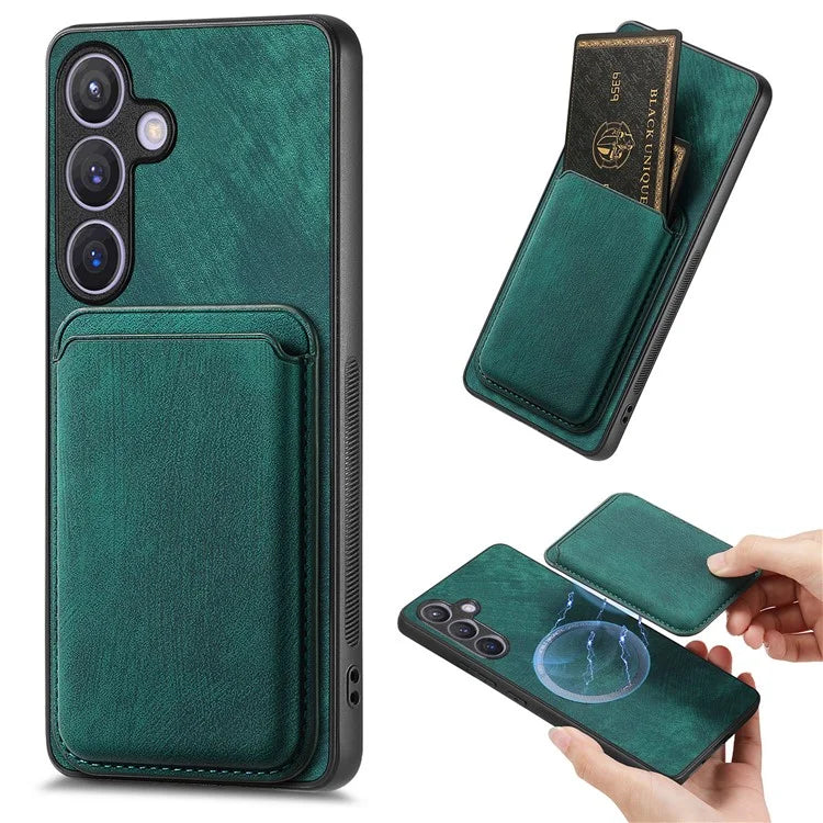 D12 For Samsung Galaxy S24 Bump Proof Phone Cover with Detachable Magnetic Card Case