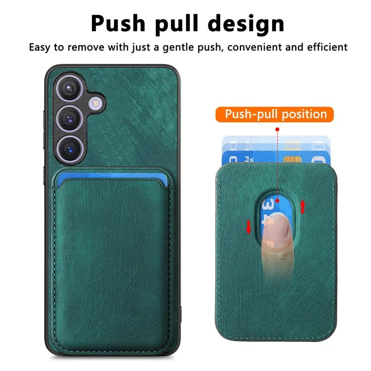 D12 For Samsung Galaxy S24 Bump Proof Phone Cover with Detachable Magnetic Card Case