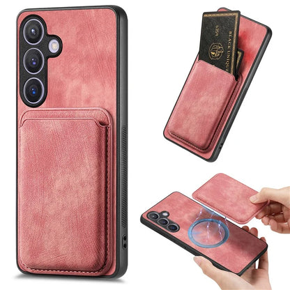D12 For Samsung Galaxy S24 Bump Proof Phone Cover with Detachable Magnetic Card Case