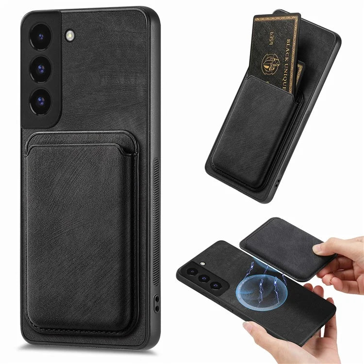 D12 For Samsung Galaxy S22+ 5G Anti-fall Phone Cover with Detachable Magnetic Card Case
