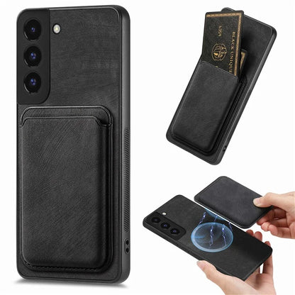 D12 For Samsung Galaxy S22+ 5G Anti-fall Phone Cover with Detachable Magnetic Card Case