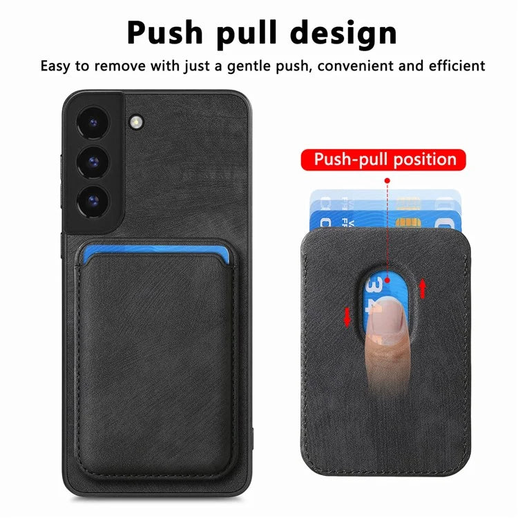 D12 For Samsung Galaxy S22+ 5G Anti-fall Phone Cover with Detachable Magnetic Card Case