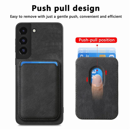 D12 For Samsung Galaxy S22+ 5G Anti-fall Phone Cover with Detachable Magnetic Card Case
