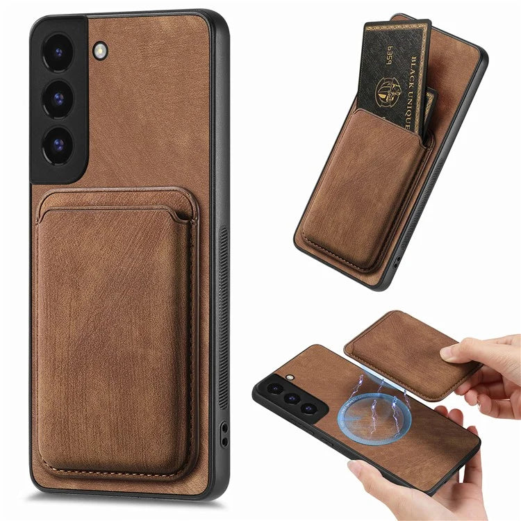 D12 For Samsung Galaxy S22+ 5G Anti-fall Phone Cover with Detachable Magnetic Card Case