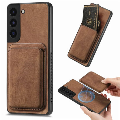 D12 For Samsung Galaxy S22+ 5G Anti-fall Phone Cover with Detachable Magnetic Card Case