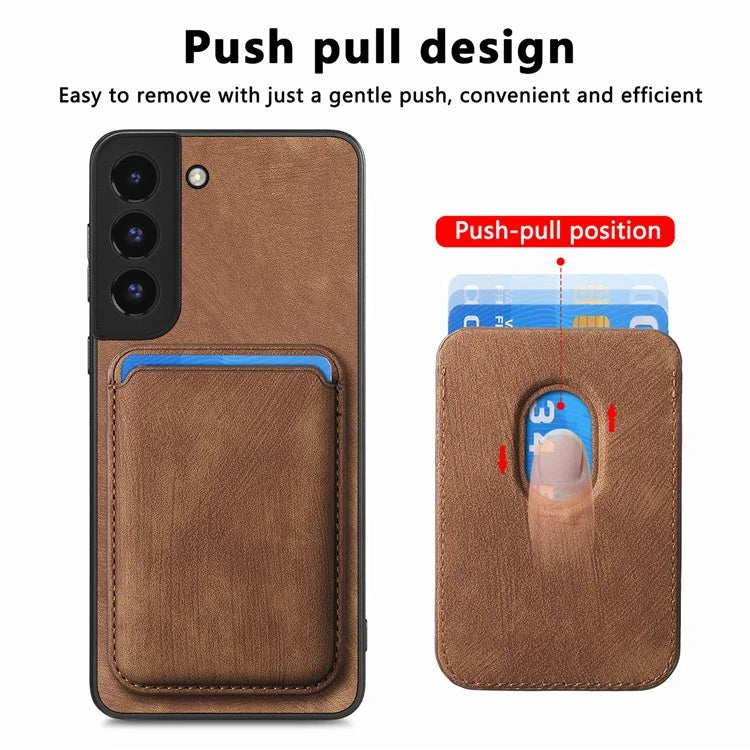 D12 For Samsung Galaxy S22+ 5G Anti-fall Phone Cover with Detachable Magnetic Card Case