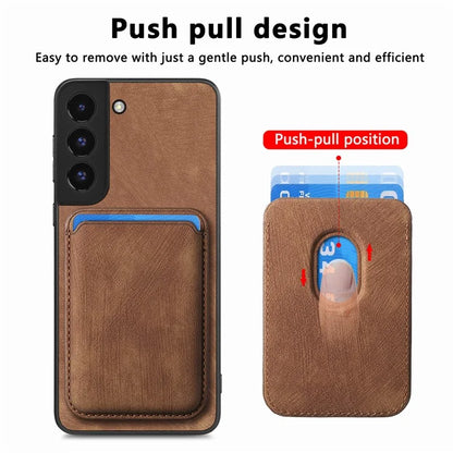 D12 For Samsung Galaxy S22+ 5G Anti-fall Phone Cover with Detachable Magnetic Card Case