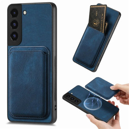 D12 For Samsung Galaxy S22+ 5G Anti-fall Phone Cover with Detachable Magnetic Card Case