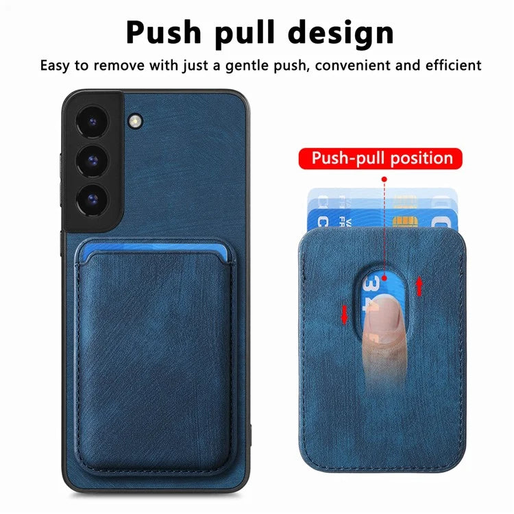 D12 For Samsung Galaxy S22+ 5G Anti-fall Phone Cover with Detachable Magnetic Card Case
