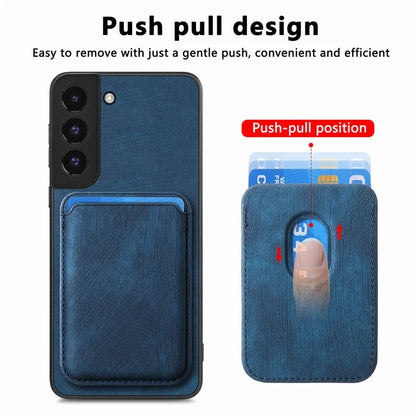 D12 For Samsung Galaxy S22+ 5G Anti-fall Phone Cover with Detachable Magnetic Card Case