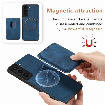 D12 For Samsung Galaxy S22+ 5G Anti-fall Phone Cover with Detachable Magnetic Card Case
