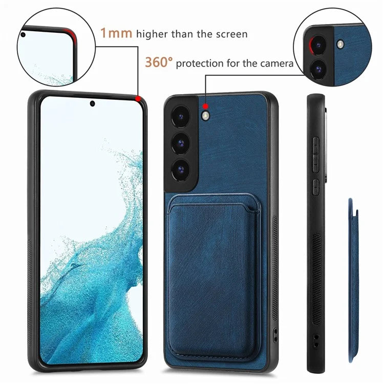 D12 For Samsung Galaxy S22+ 5G Anti-fall Phone Cover with Detachable Magnetic Card Case