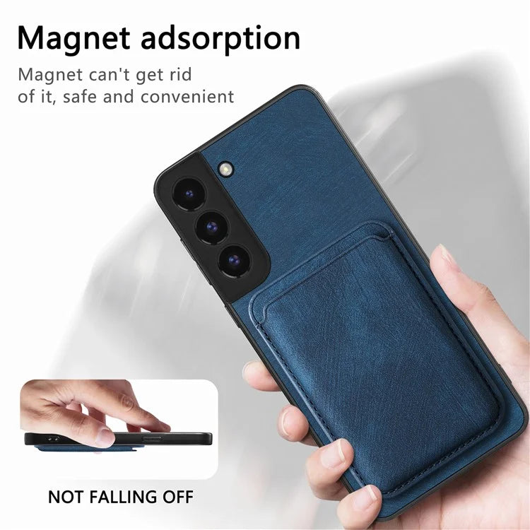 D12 For Samsung Galaxy S22+ 5G Anti-fall Phone Cover with Detachable Magnetic Card Case